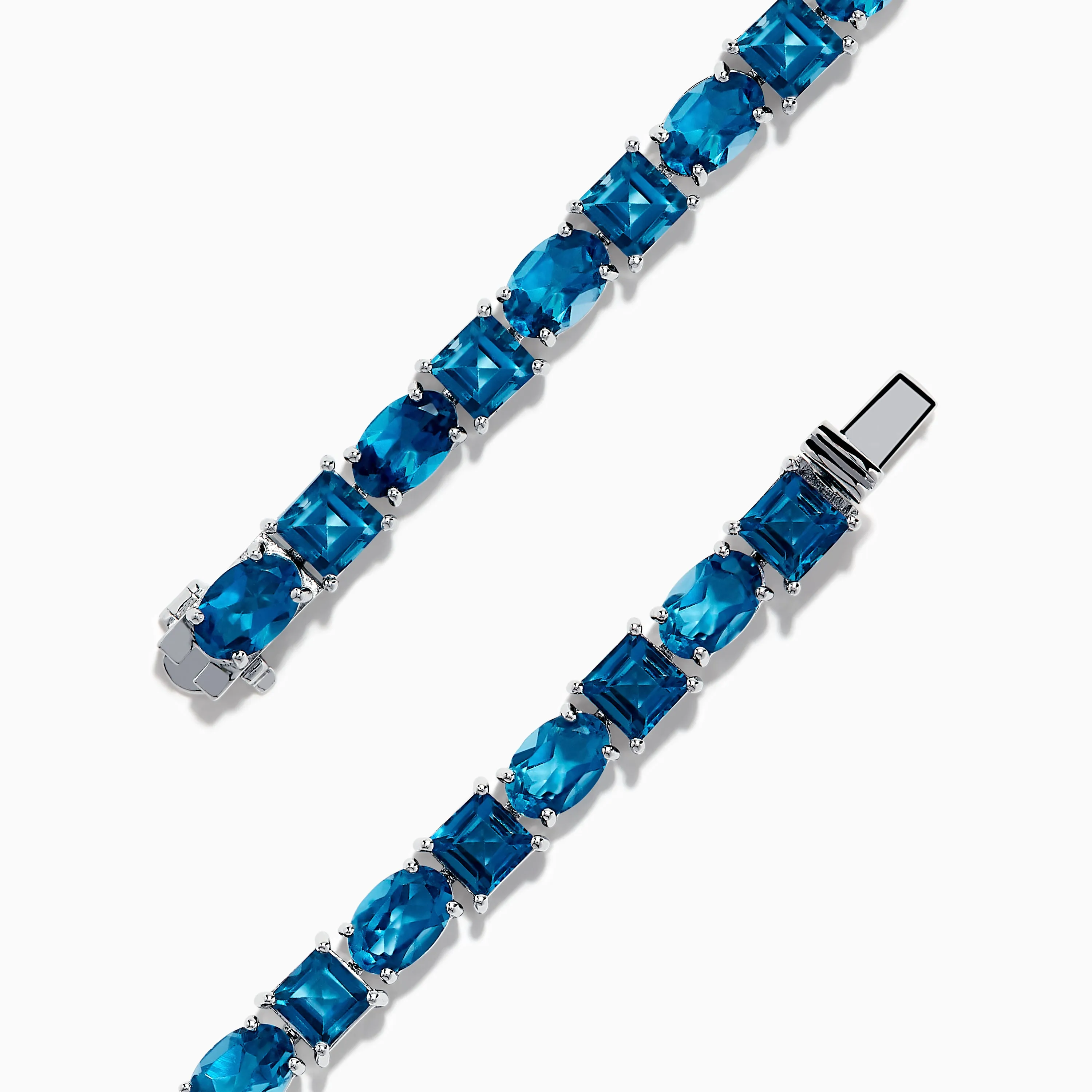 Ocean Bleu 14K White Gold London Blue Topaz Tennis Bracelet 19.20 TCW