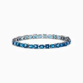 Ocean Bleu 14K White Gold London Blue Topaz Tennis Bracelet 19.20 TCW