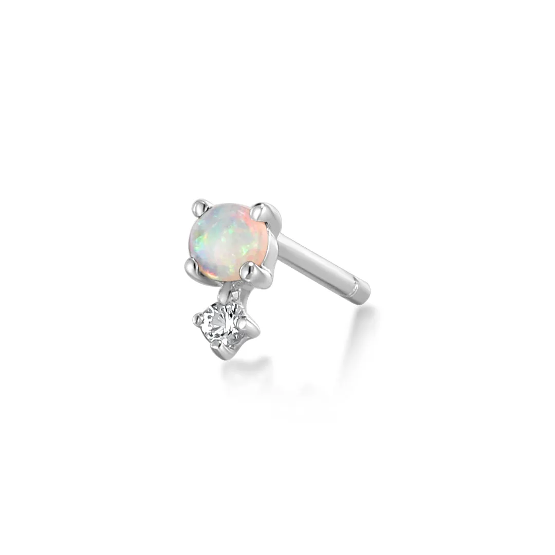 OCTOBER | Opal and White Sapphire Stud Earring