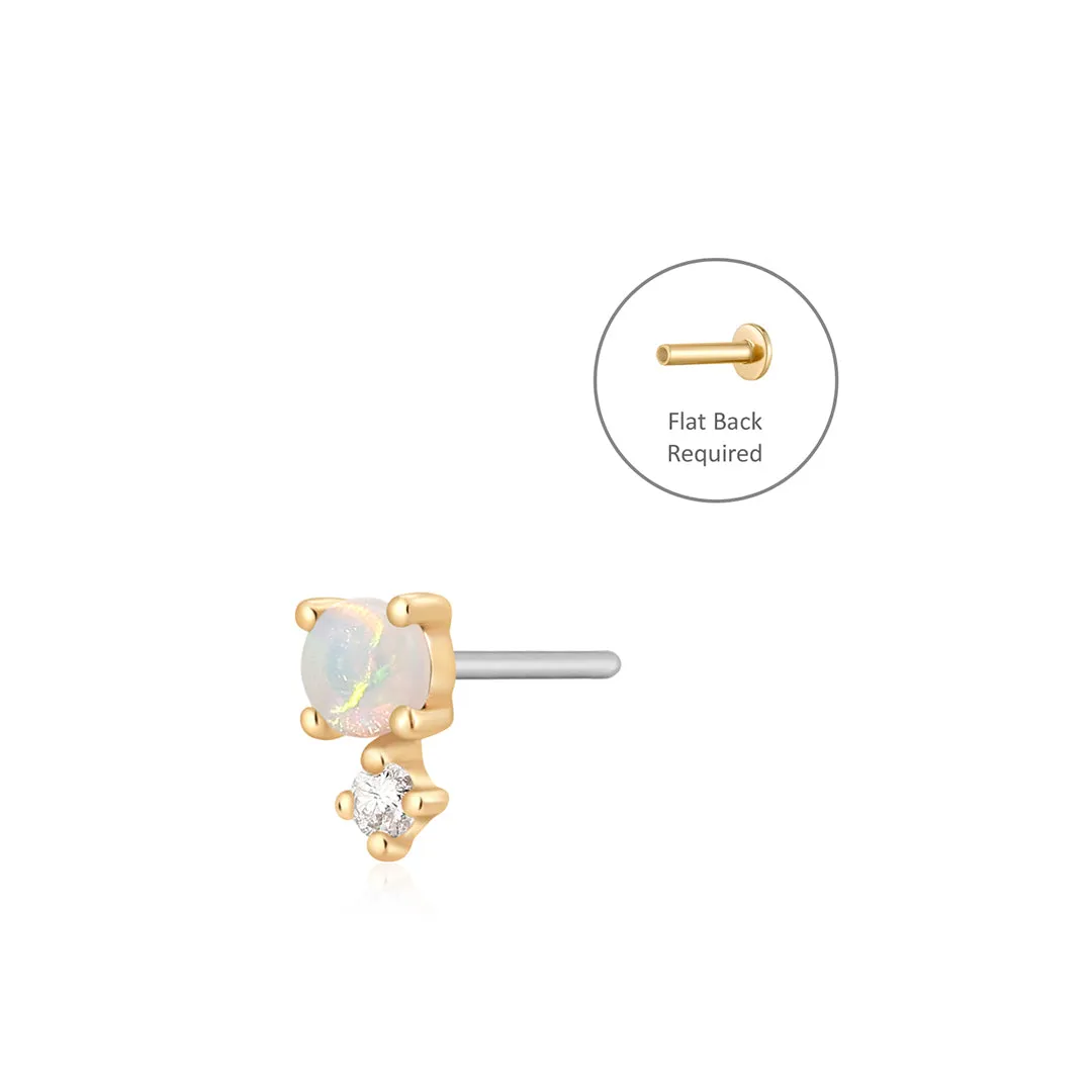 OCTOBER | Opal and White Sapphire Threadless Flatback Earring