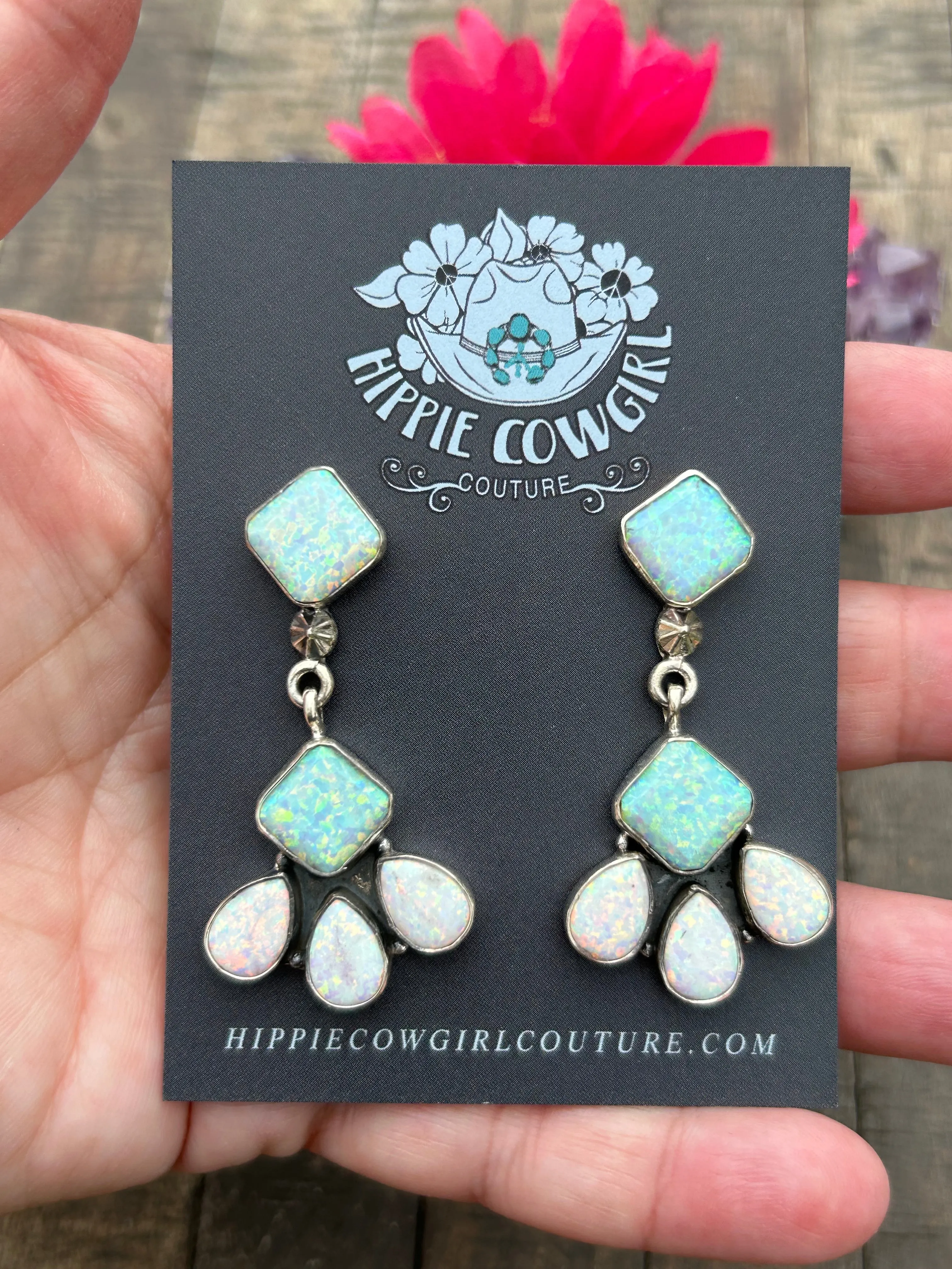 Opal Dangle Earrings- A