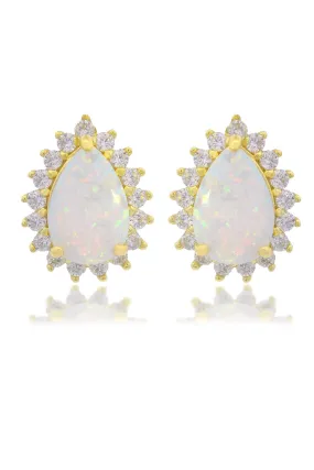 OPAL GLOW ROZELLE WHITE CREATED OPAL EARRINGS GOLD