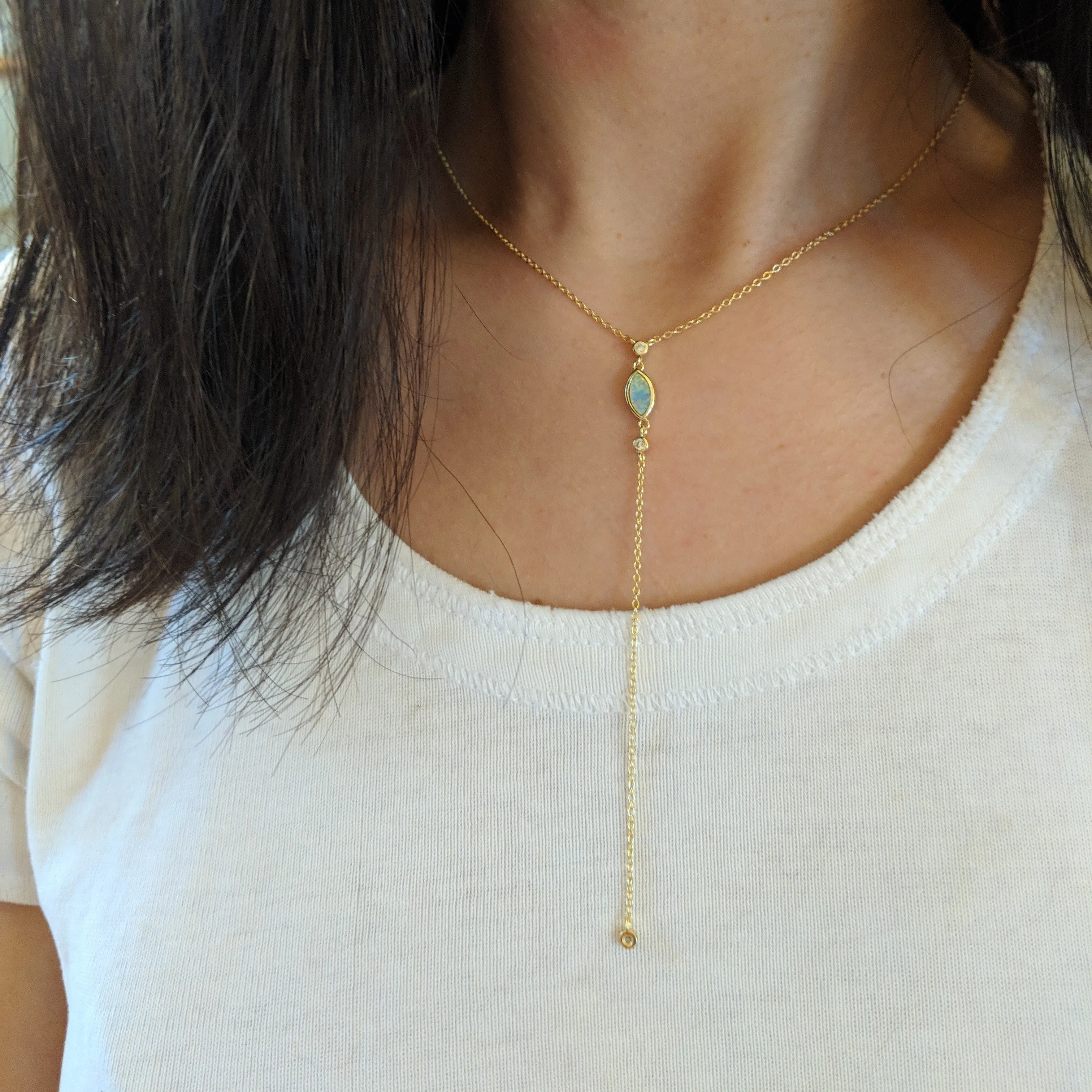 Opal Lariat Necklace