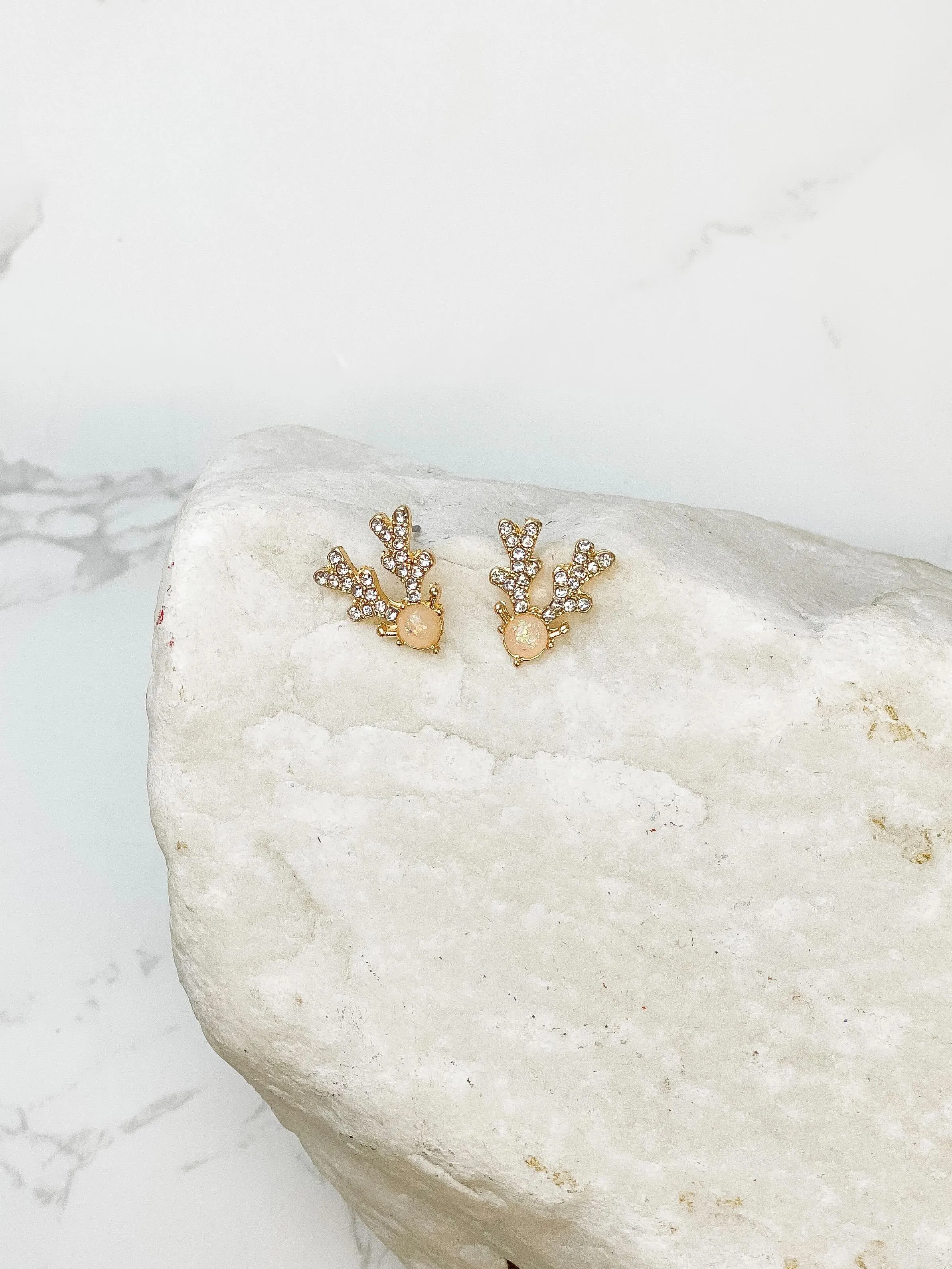 Opal Reindeer Stud Earrings