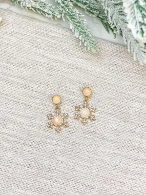 Opal Snowflake Dangle Earrings