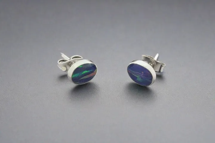 opal stud - oval - grape