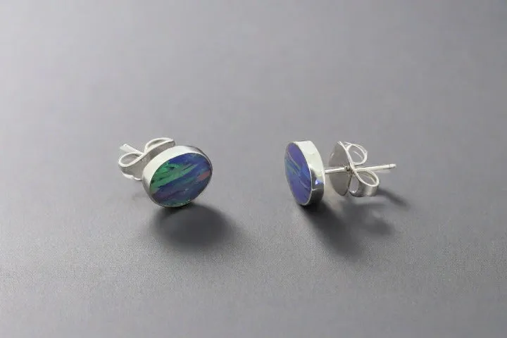 opal stud - oval - grape