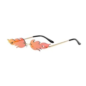 Orange Rimless Flame Sunglasses For Women's