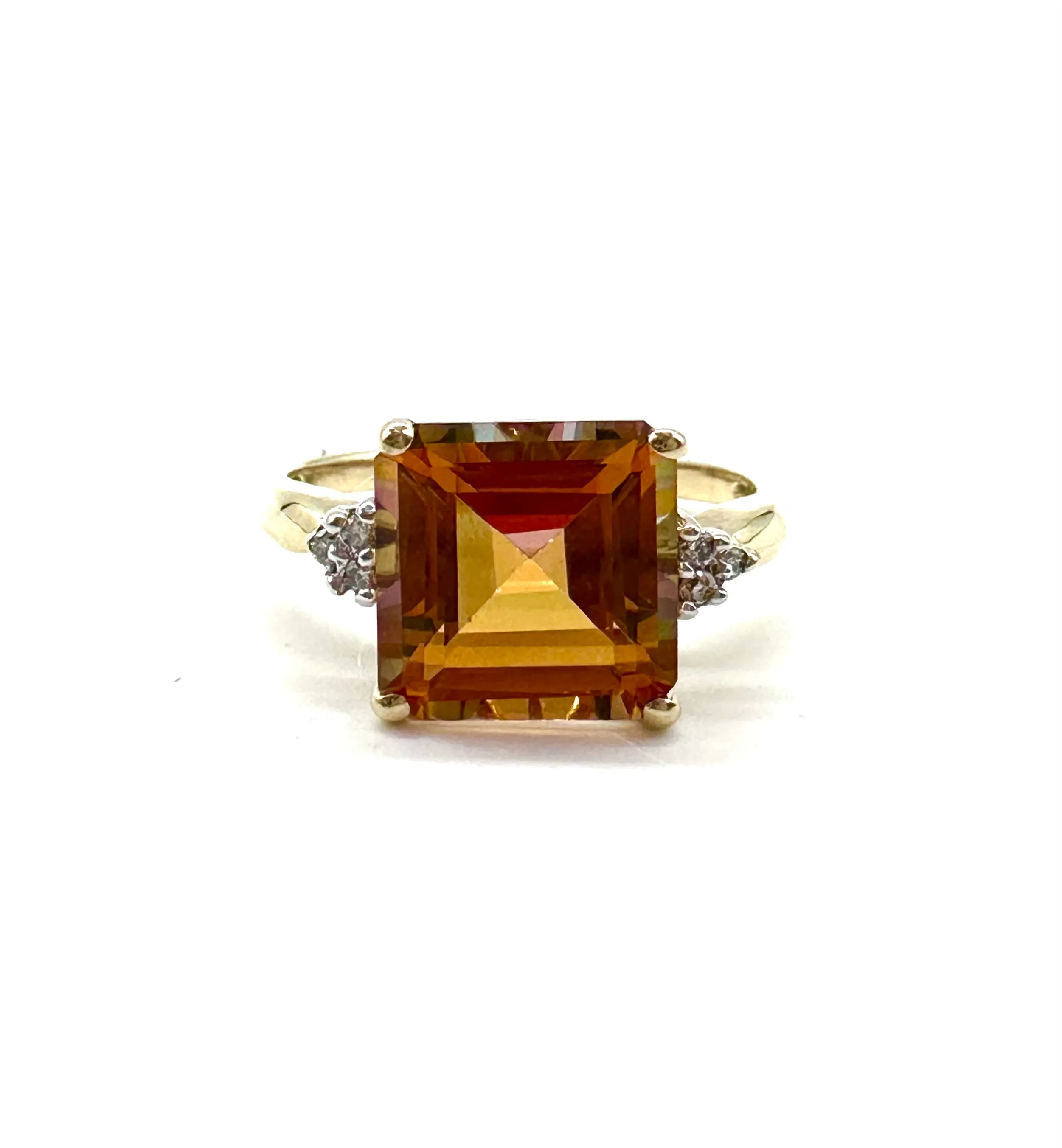 Orange topaz and diamond ring