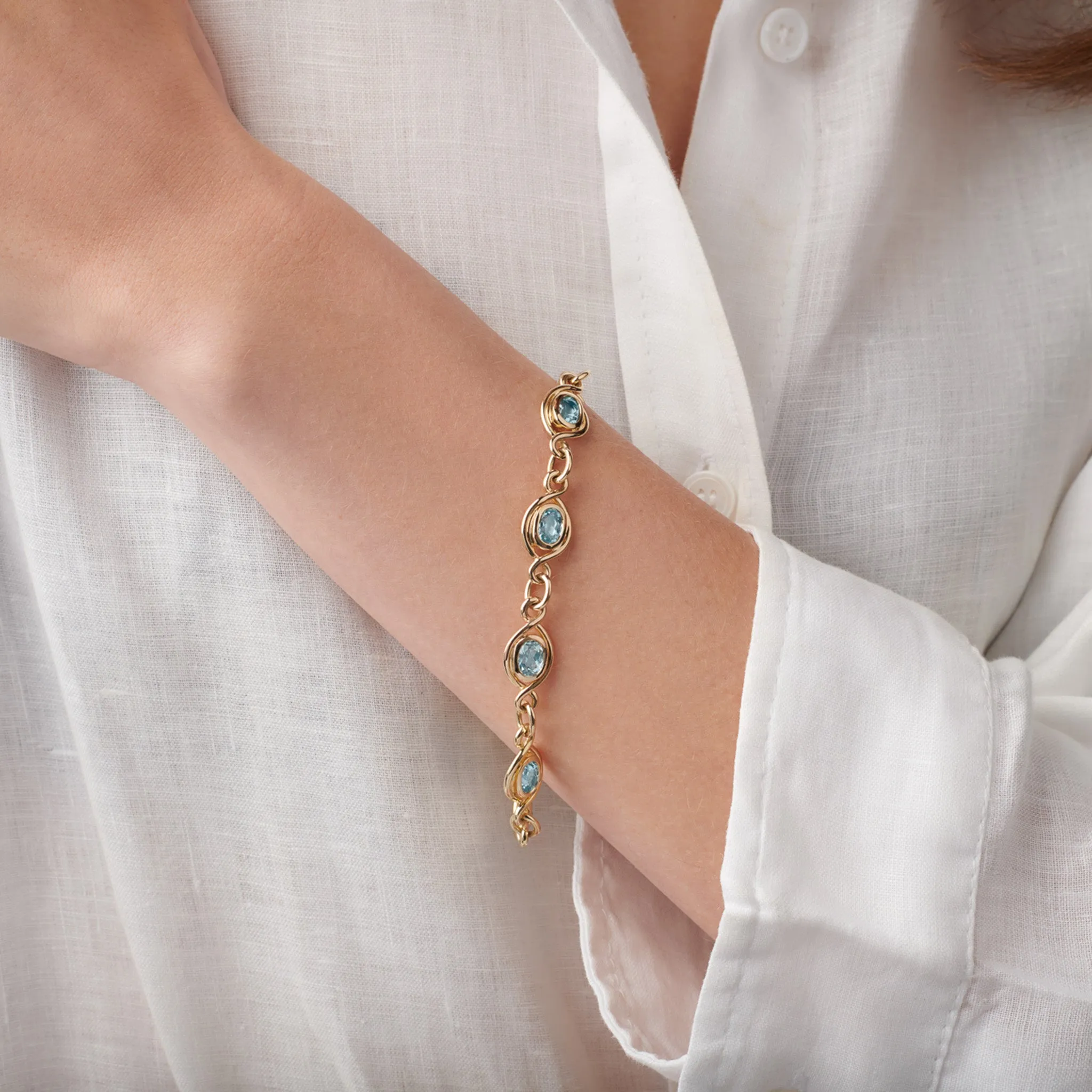 Orpheus Bracelet Yellow Gold - Blue Topaz