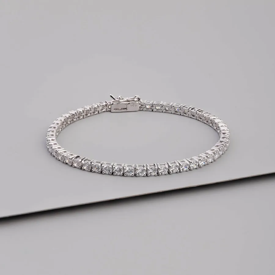 Pave 925 Sterling Silver Tennis Bracelet