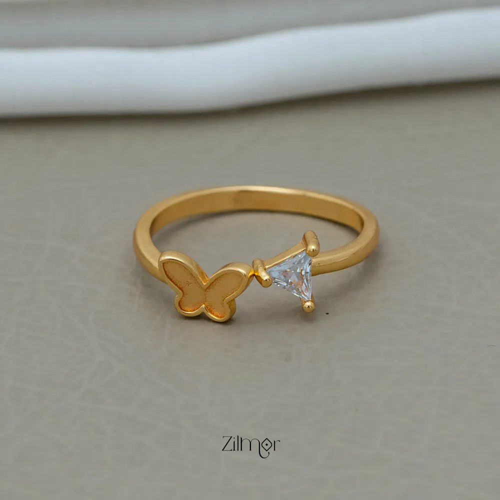 PE101839 - Gold Plated AD Stone Size Adjustable Ring