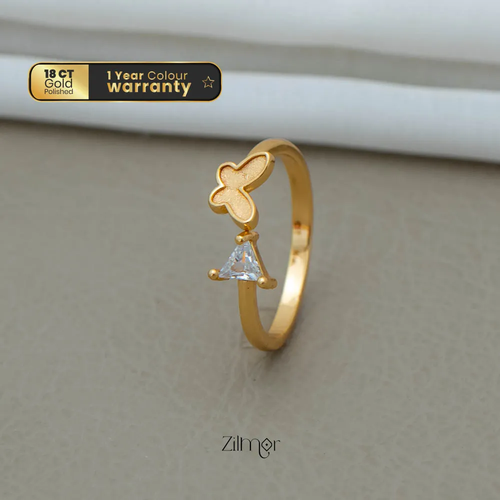 PE101839 - Gold Plated AD Stone Size Adjustable Ring