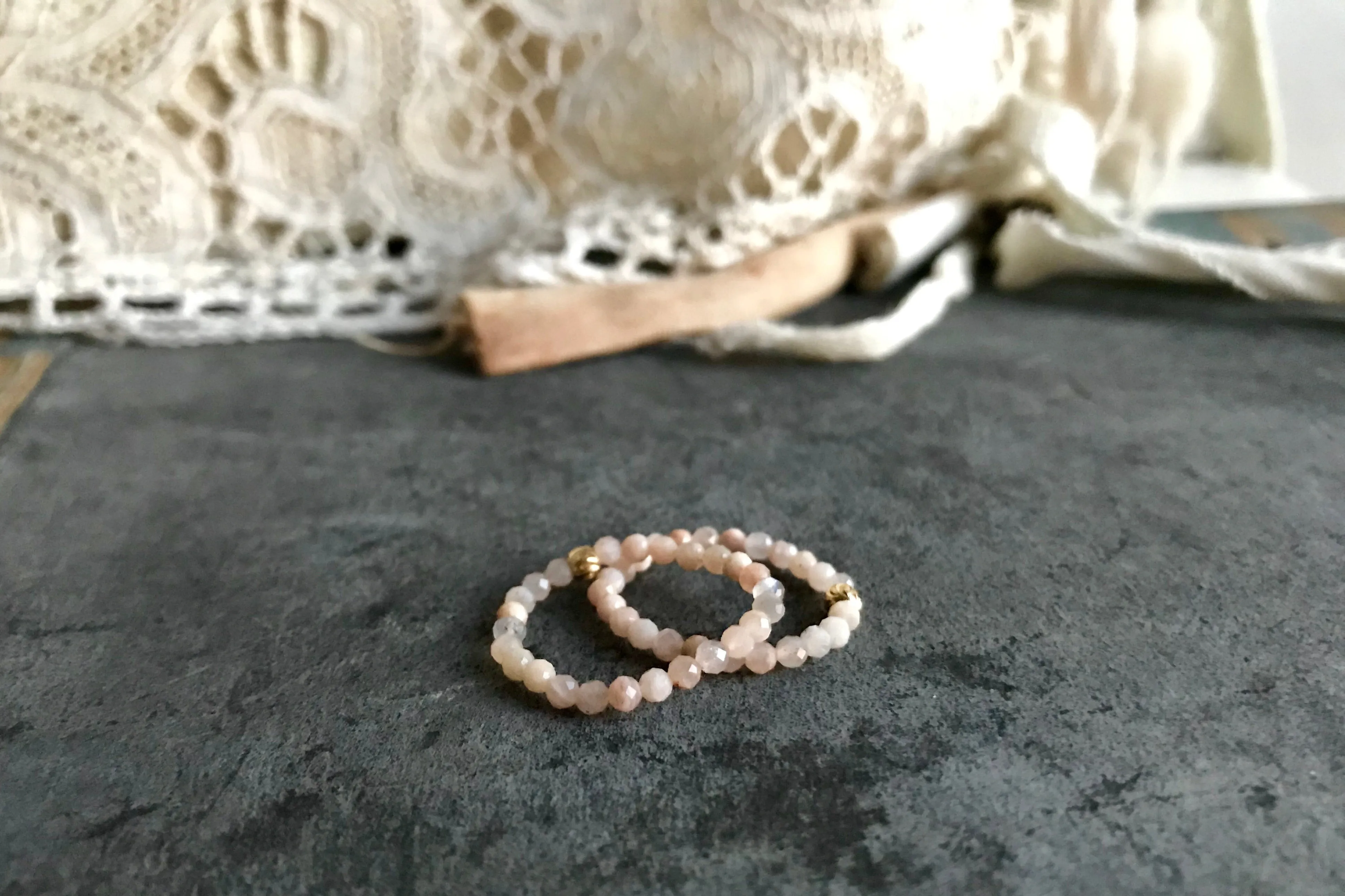 Peach Moonstone Ella | Adjustable ring