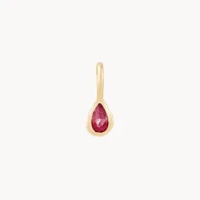 pear ruby july mood birthstone charm - 10k yellow gold, ruby