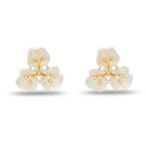 PEARL BLOSSOM BUTTON EARRINGS