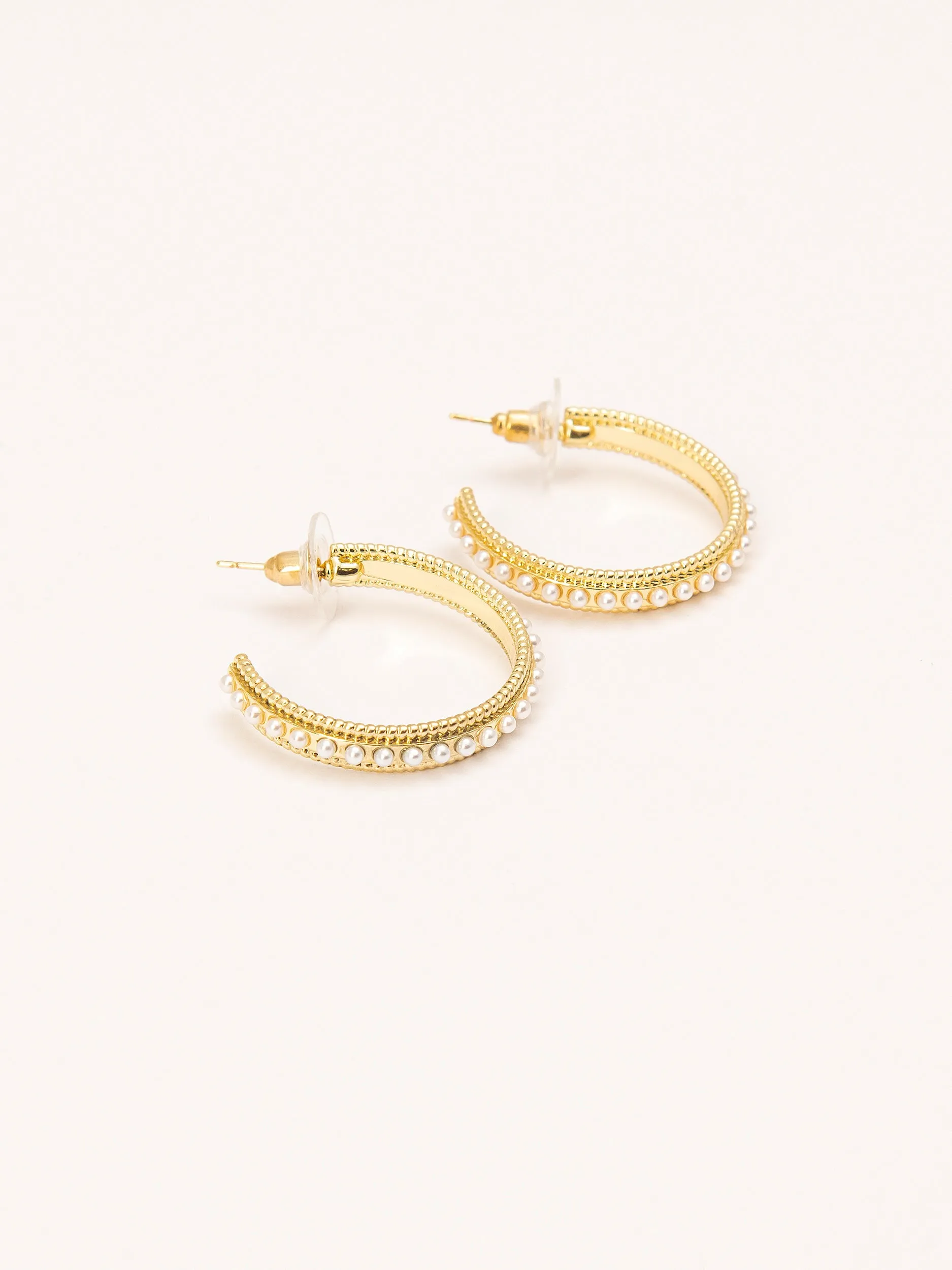 Pearl C-Hoop Earrings