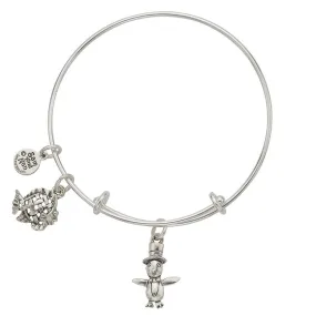 Penguin Woven Fish Charm Bangle Bracelet