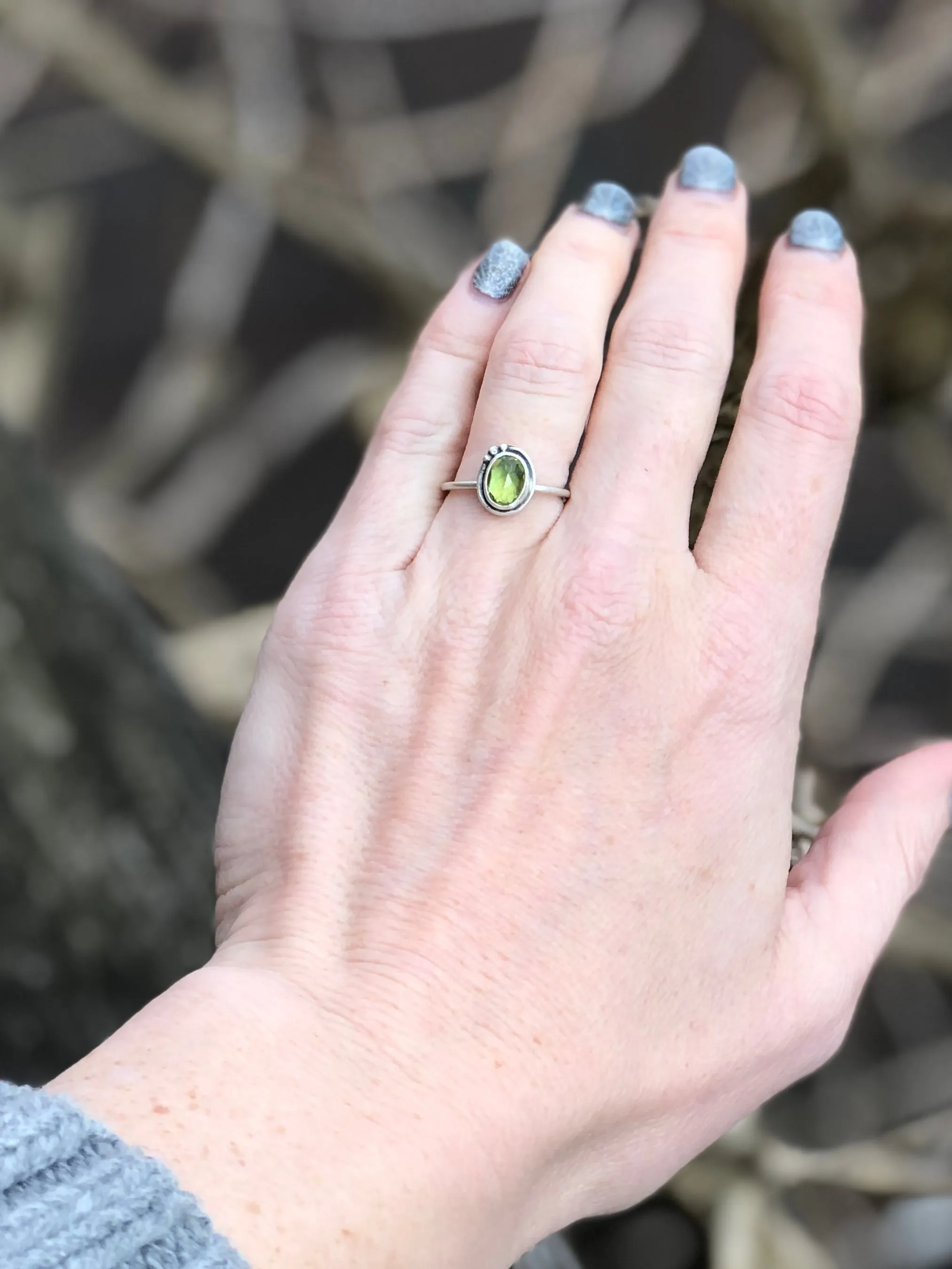 Peridot Oval Stacking Ring