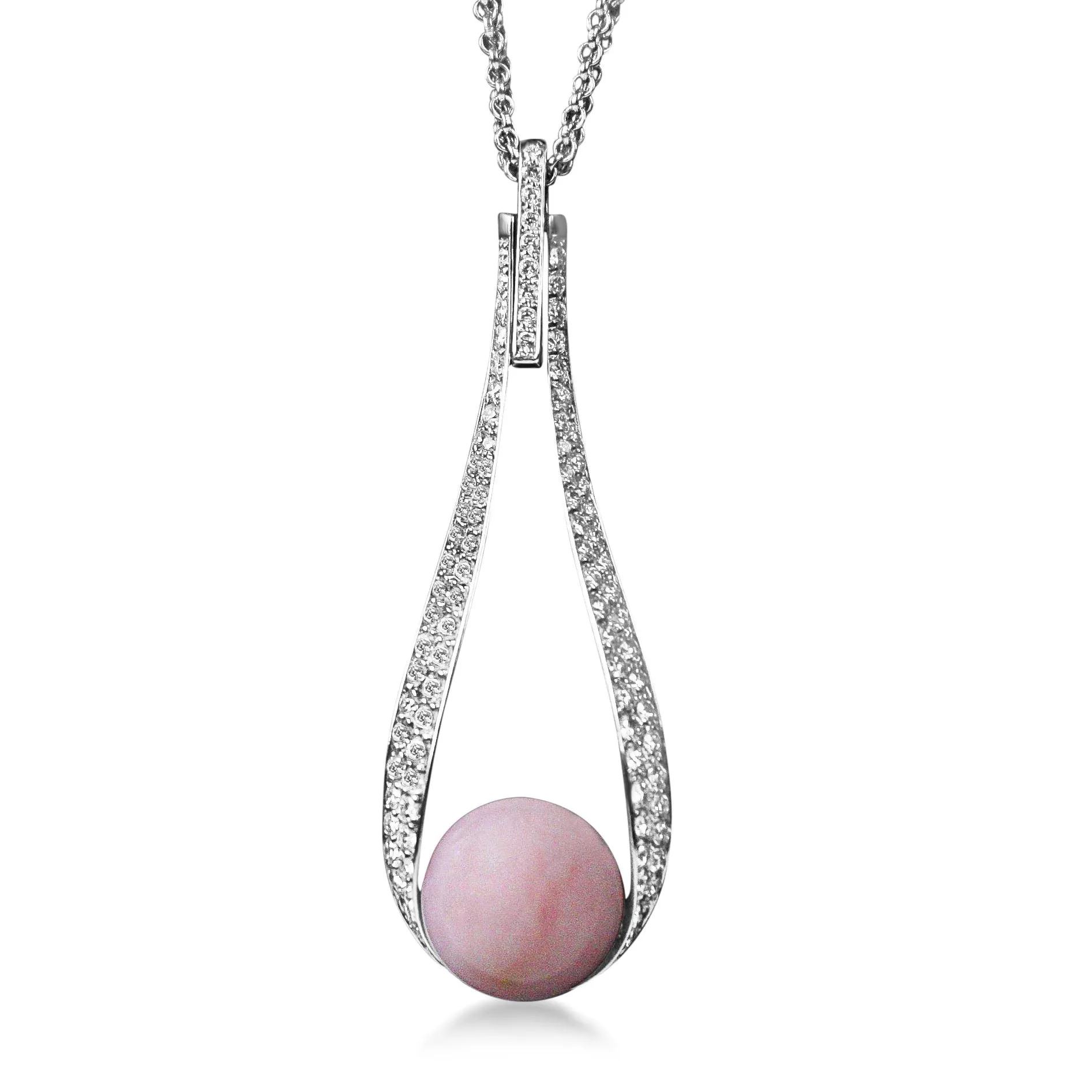 Pink Opal & Diamond Necklace