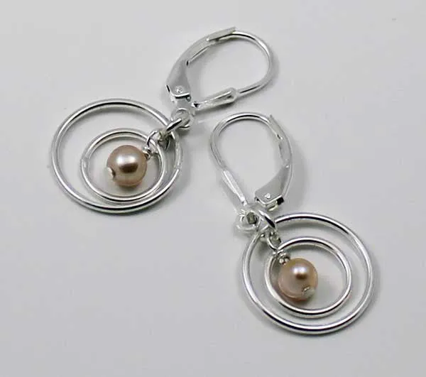 pink pearl orbit earrings