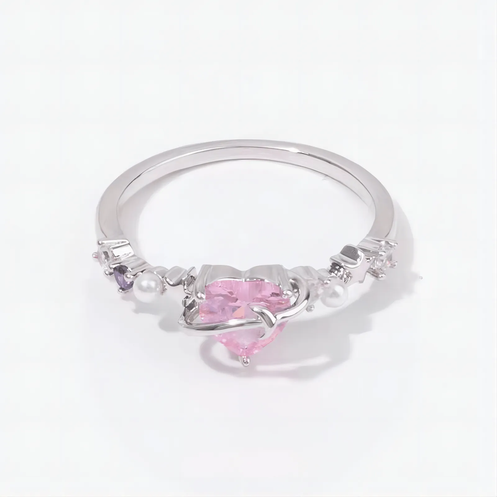 Pink Star Heart Rings