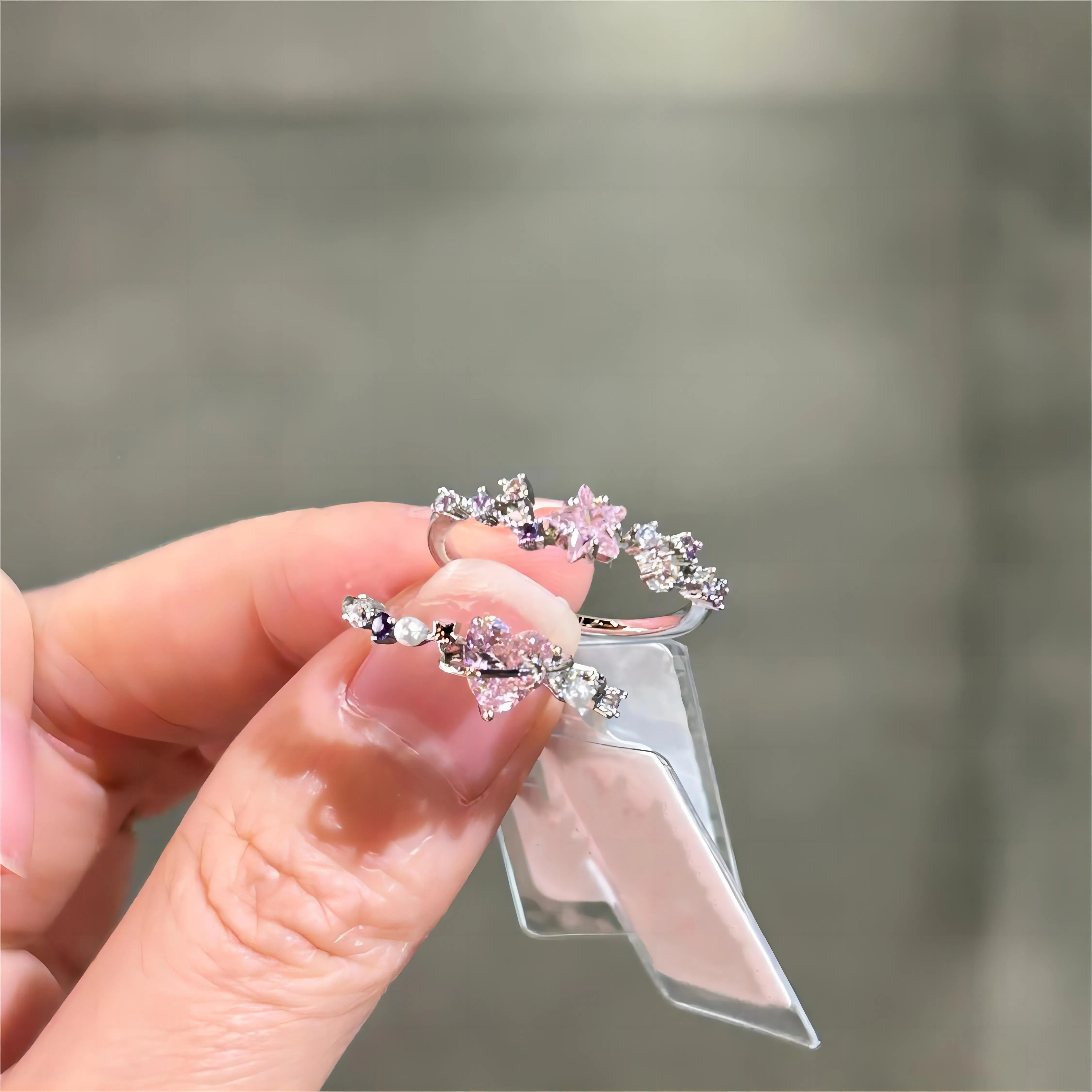 Pink Star Heart Rings