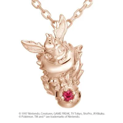 [Pokémon]Flareon & Pokéball necklace pink gold