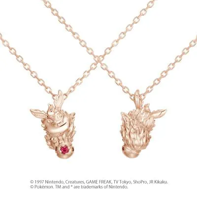 [Pokémon]Flareon & Pokéball necklace pink gold