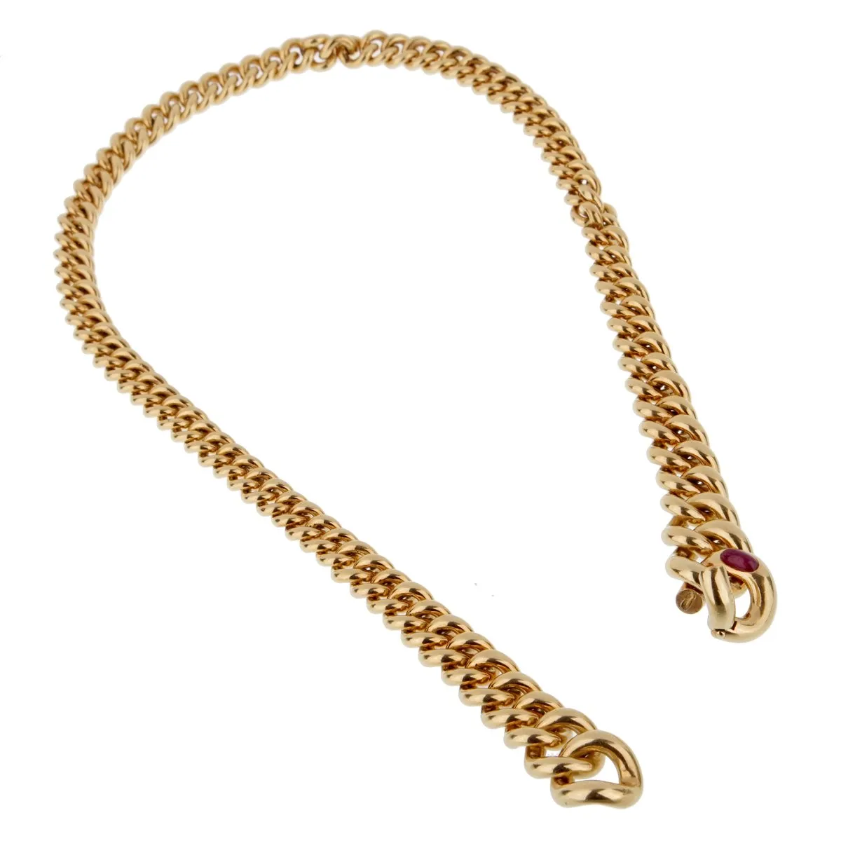 Pomellato Yellow Gold Ruby Chain Necklace