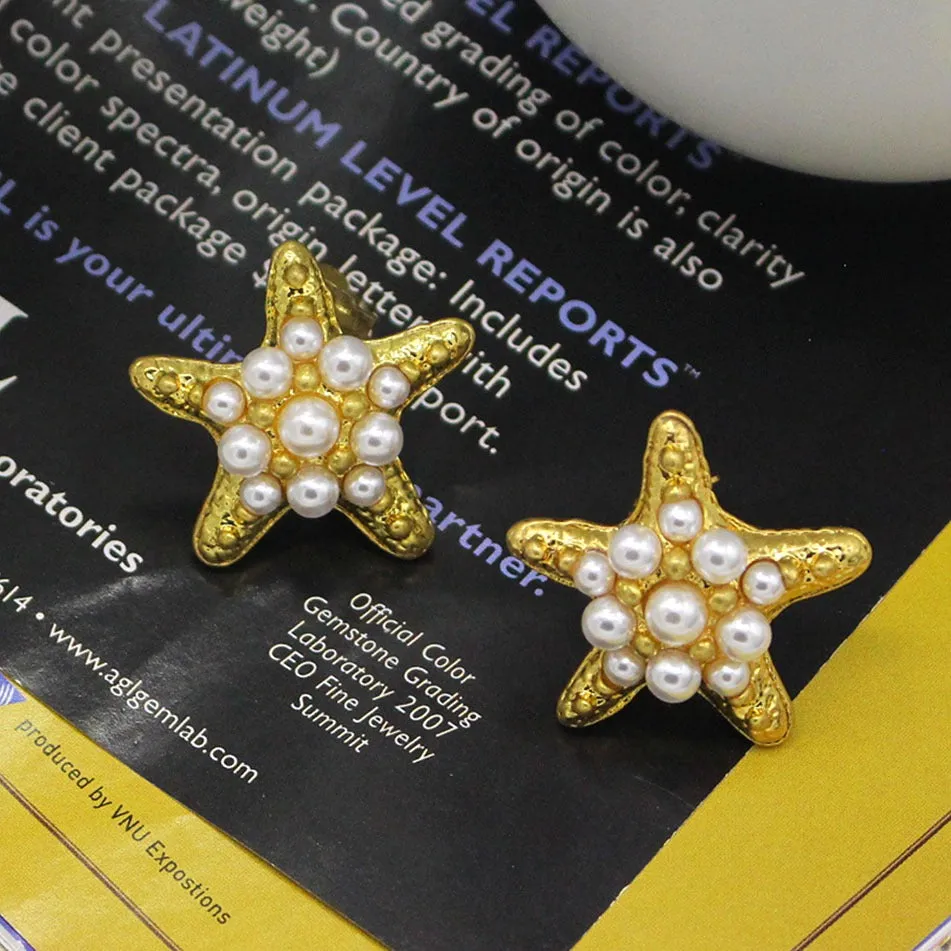 Pre Order:  Starfish Pearl Antique Minimalist Earrings