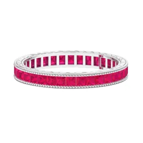 Princess Cut Ruby Full Eternity Ring in Channel Setting