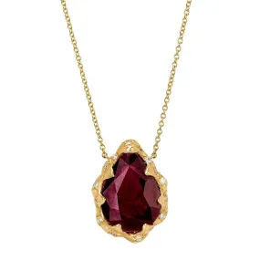 Queen Water Drop Ruby Necklace with Sprinkled Diamonds