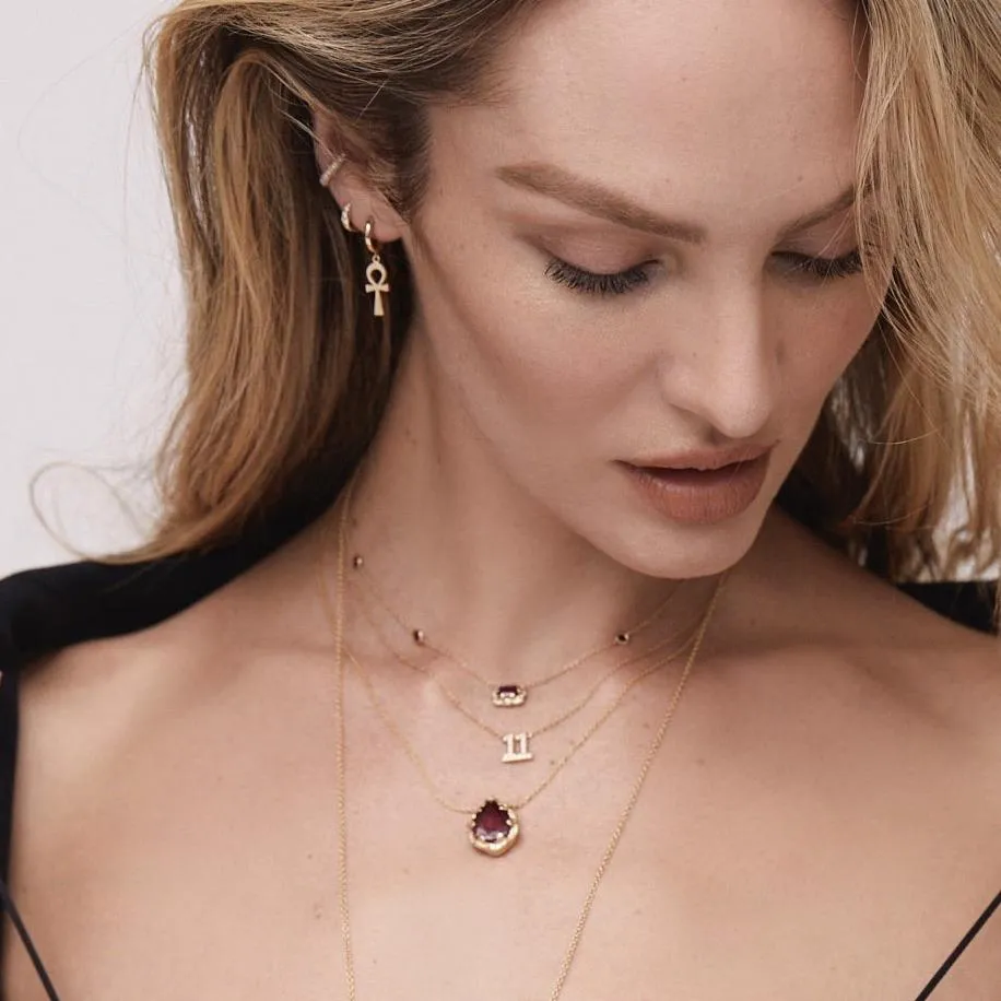 Queen Water Drop Ruby Necklace with Sprinkled Diamonds