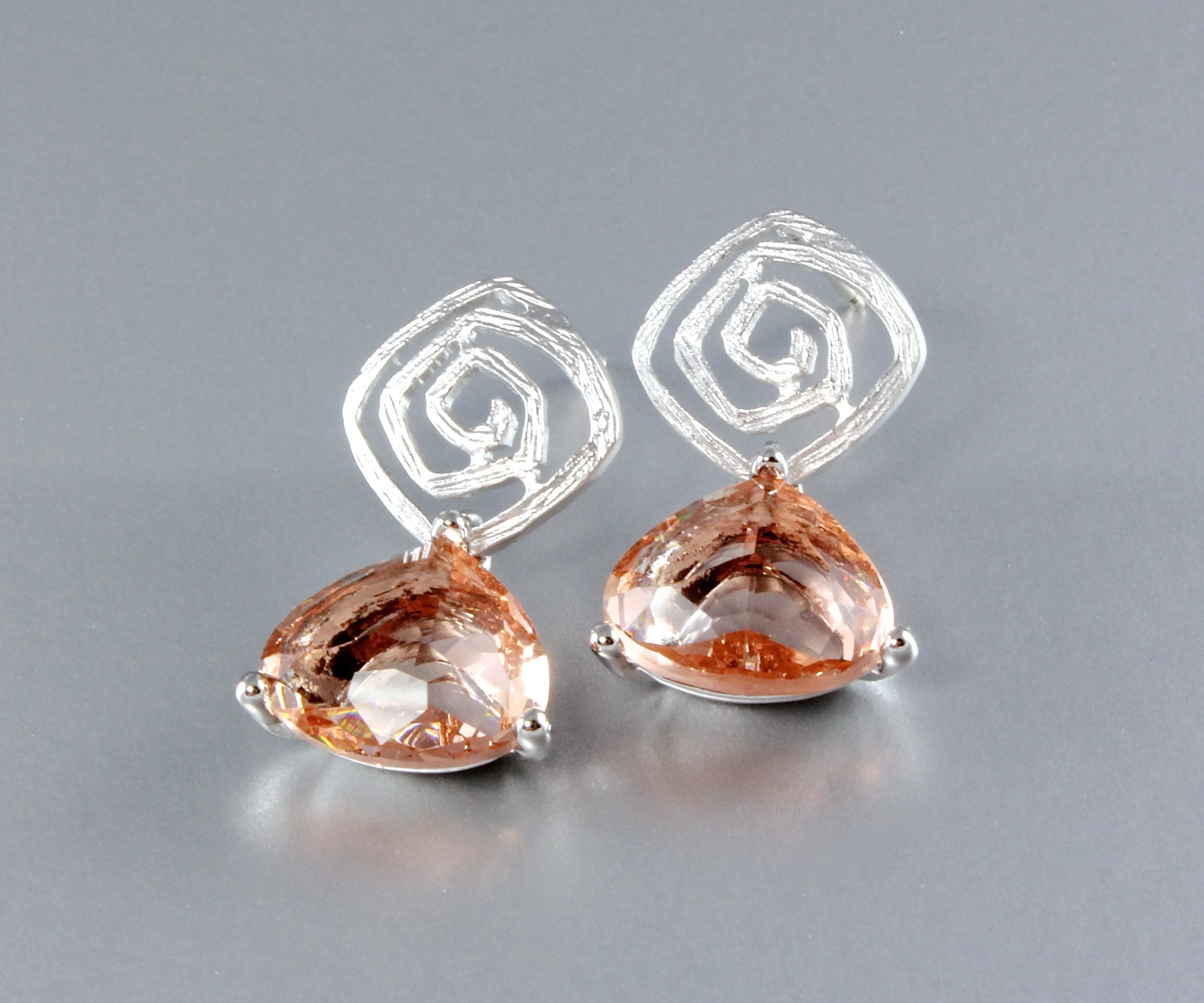 "Electra" - Trillion-Cut Cubic Zirconia Earrings