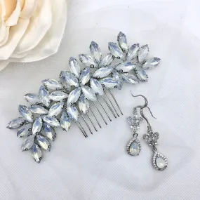 "Marielle" - Opal Bridal Hair Comb and Earrings Set