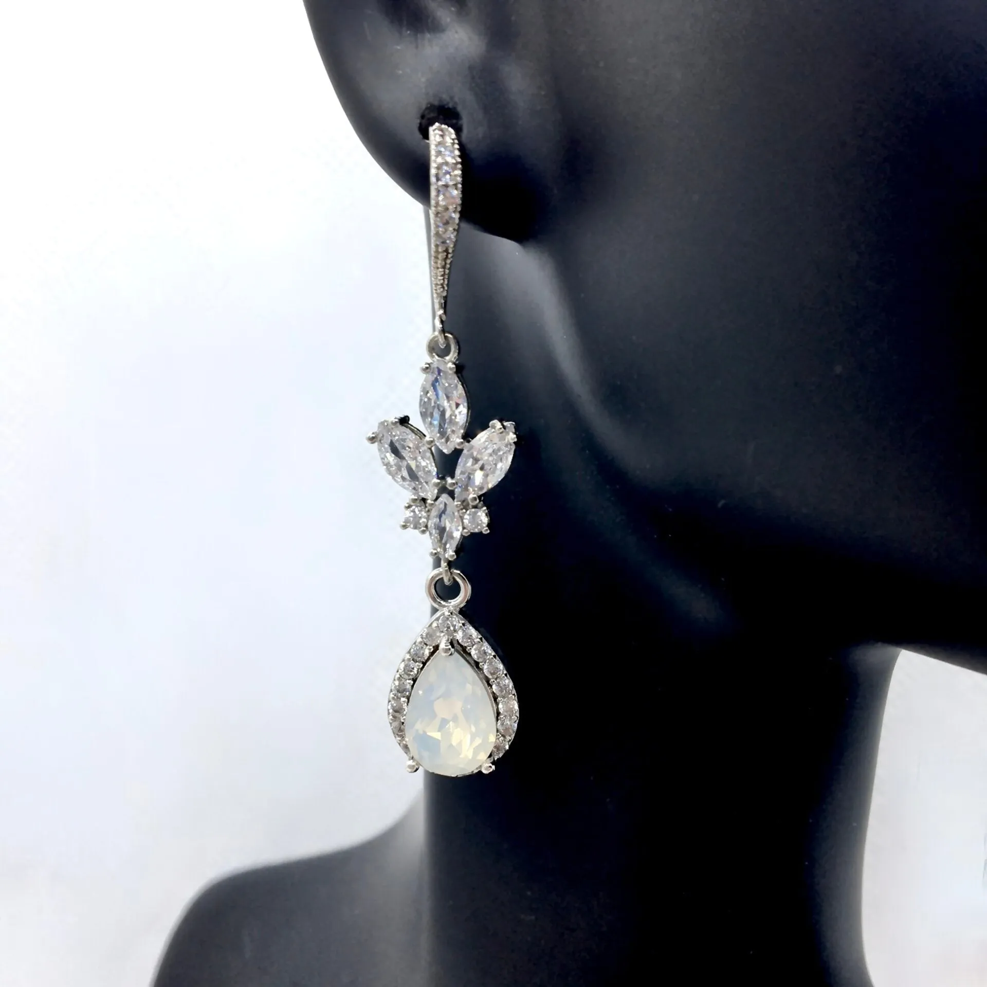 "Marielle" - Opal Bridal Hair Comb and Earrings Set