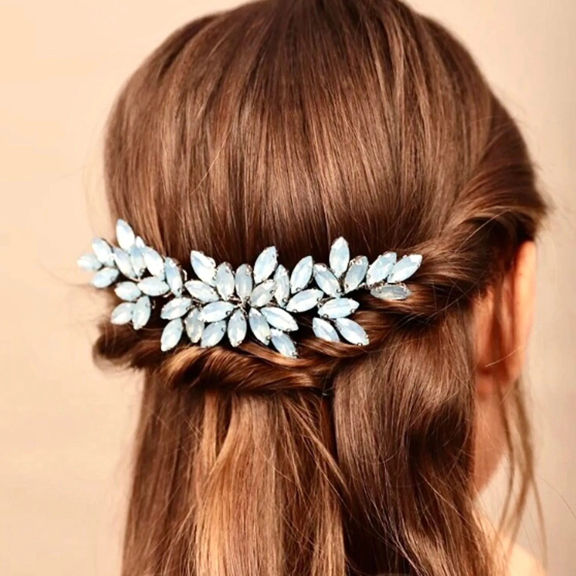 "Marielle" - Opal Bridal Hair Comb and Earrings Set