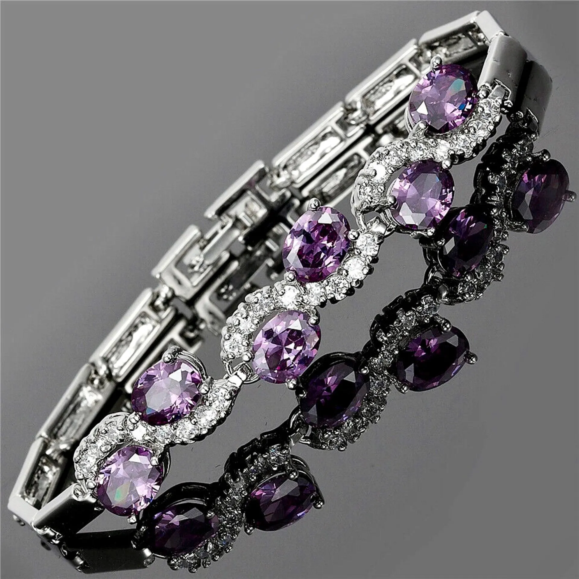 "Mila" - Purple Cubic Zirconia Bridal Bracelet