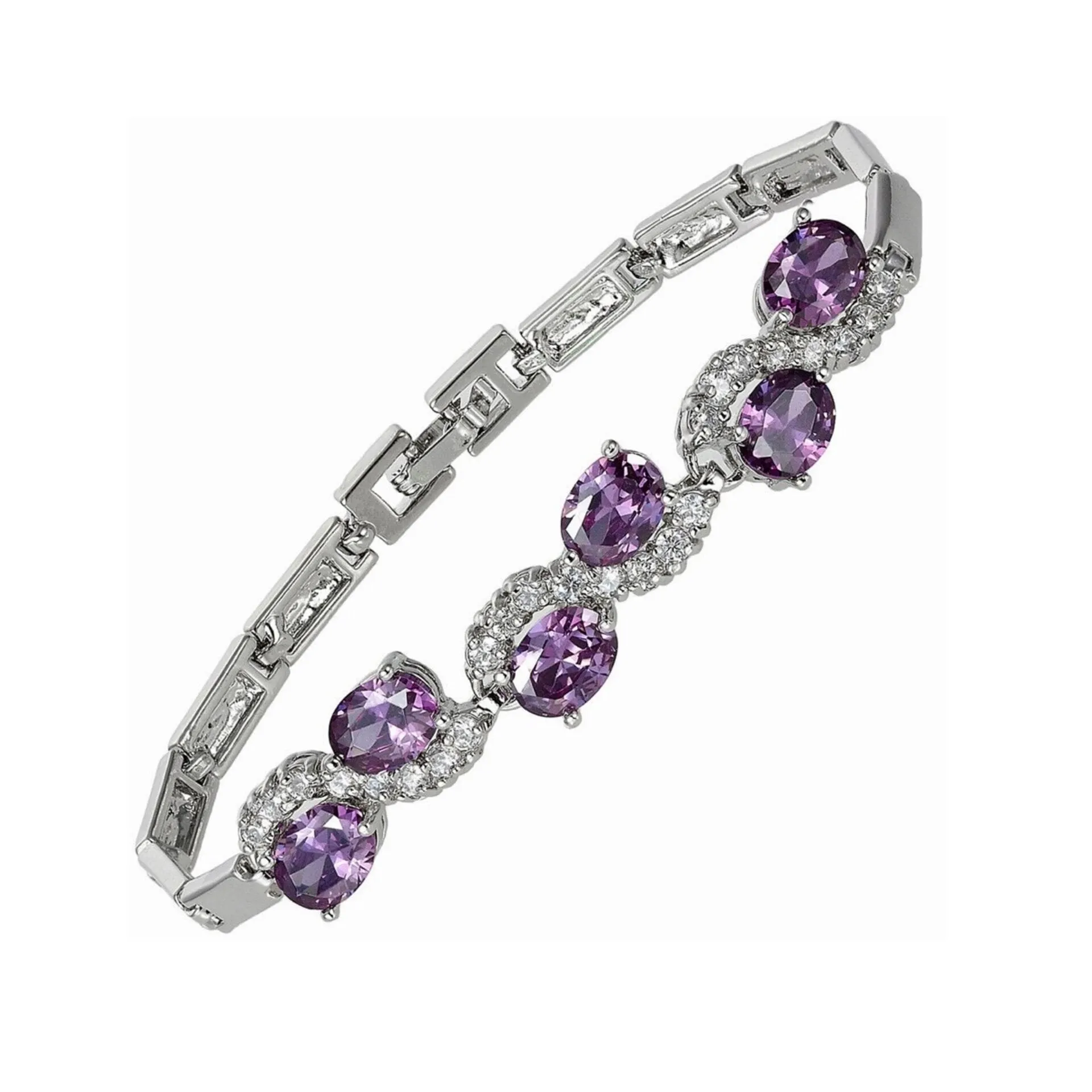 "Mila" - Purple Cubic Zirconia Bridal Bracelet