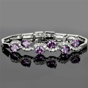 "Mila" - Purple Cubic Zirconia Bridal Bracelet