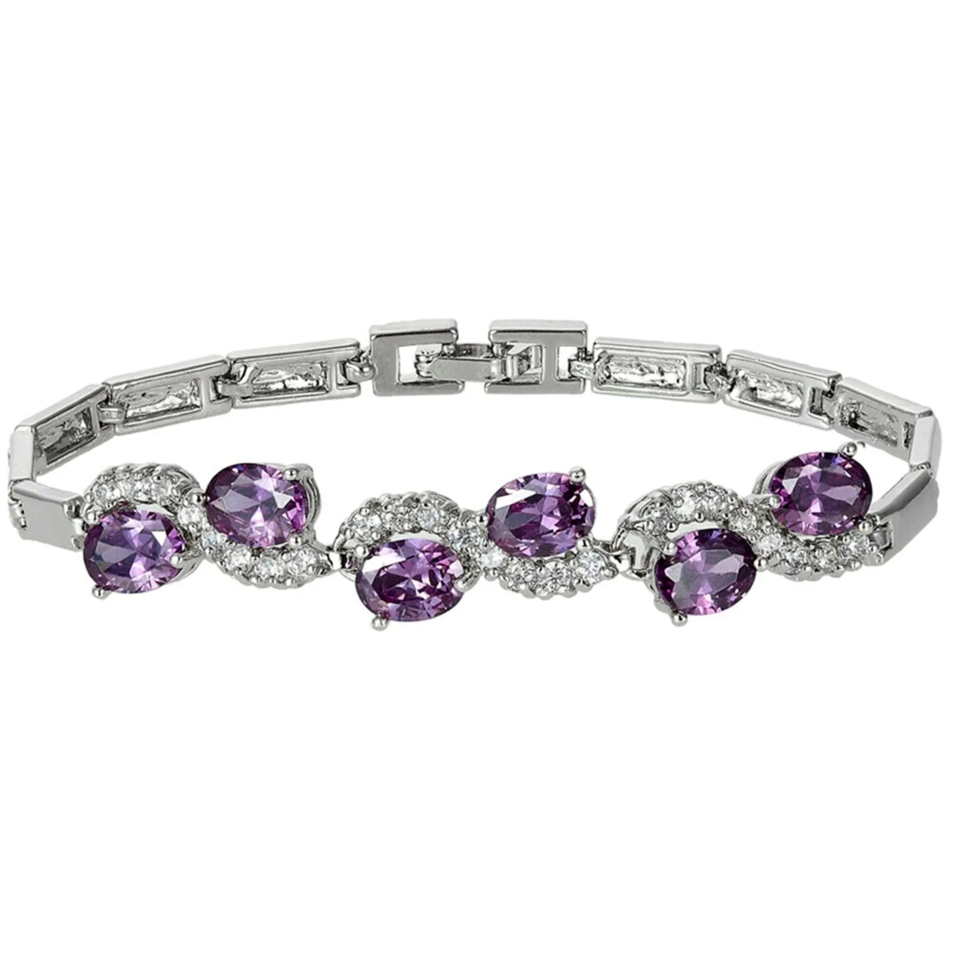 "Mila" - Purple Cubic Zirconia Bridal Bracelet