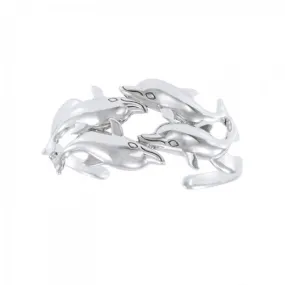 Real Silver Dolphins Sterling Silver Cuff Bracelet