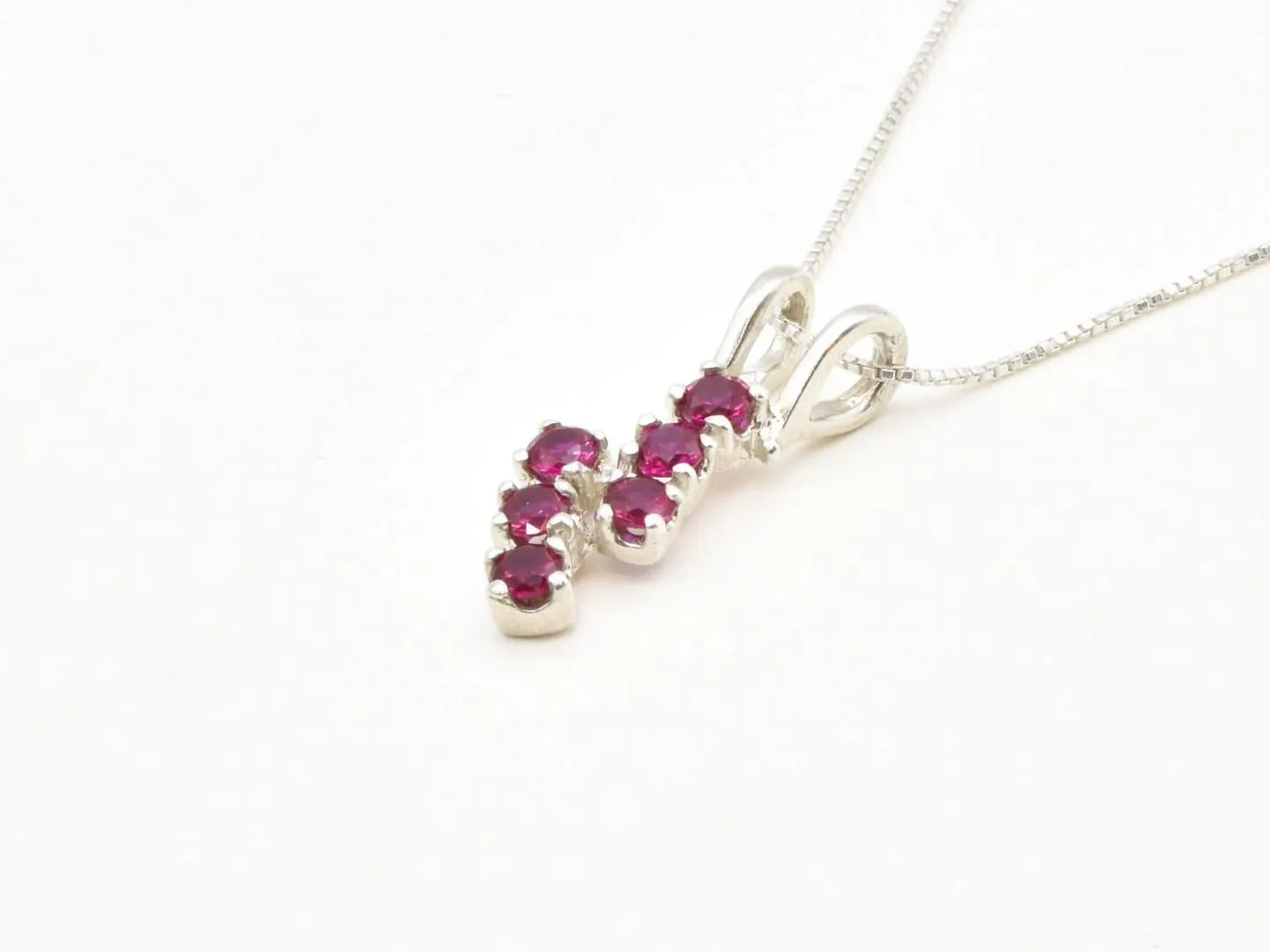 Red Ruby Pendant - Created Ruby Pendant, Red Lightning Bolt Pendant