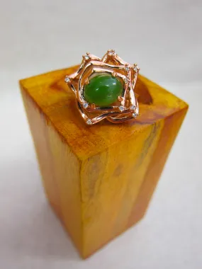 Rose Gold and Jade Floral Ring