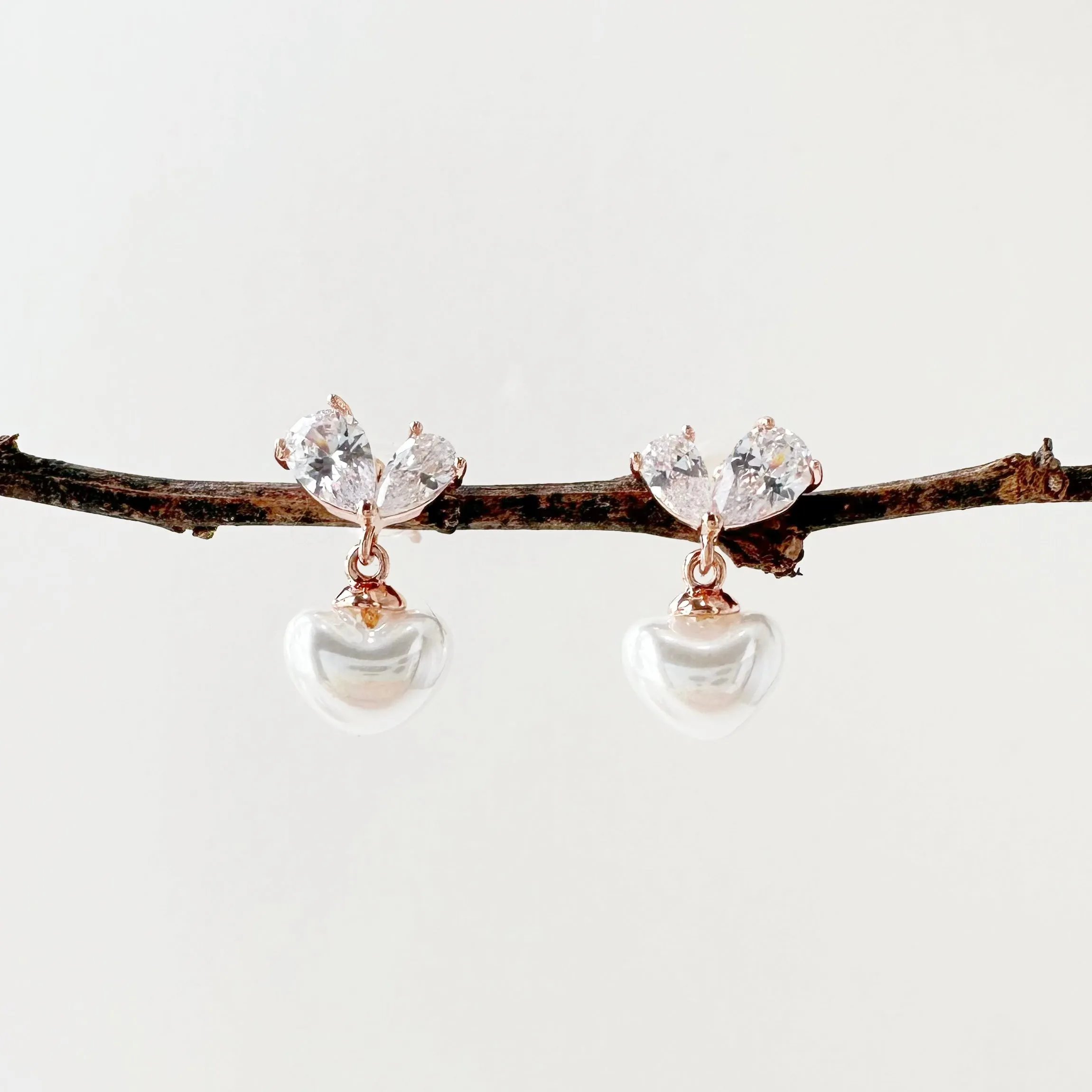 Rose Gold Blessing Love Pearl Earrings