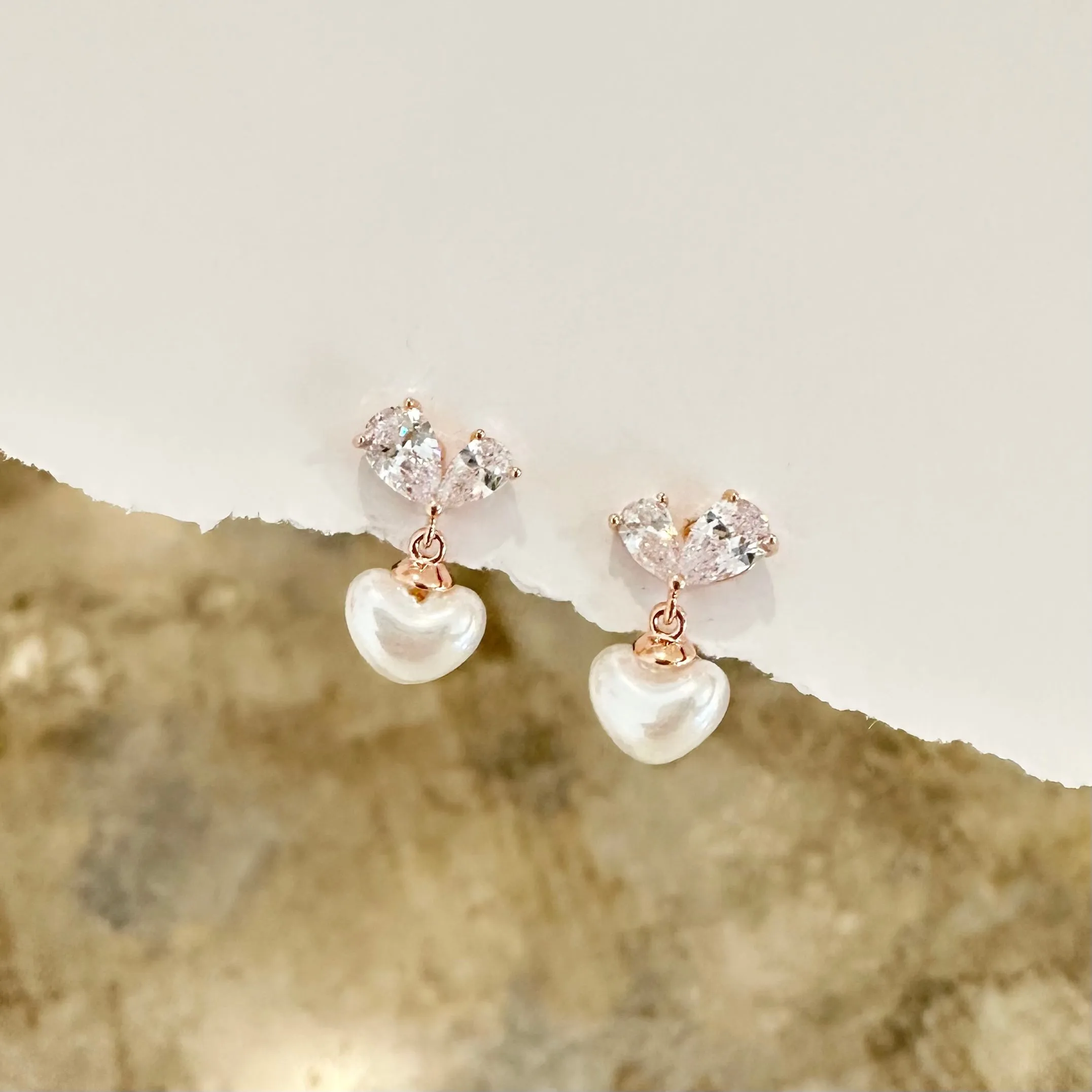 Rose Gold Blessing Love Pearl Earrings