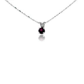 Round 5mm Chatham Ruby & Diamond Simple Pendant