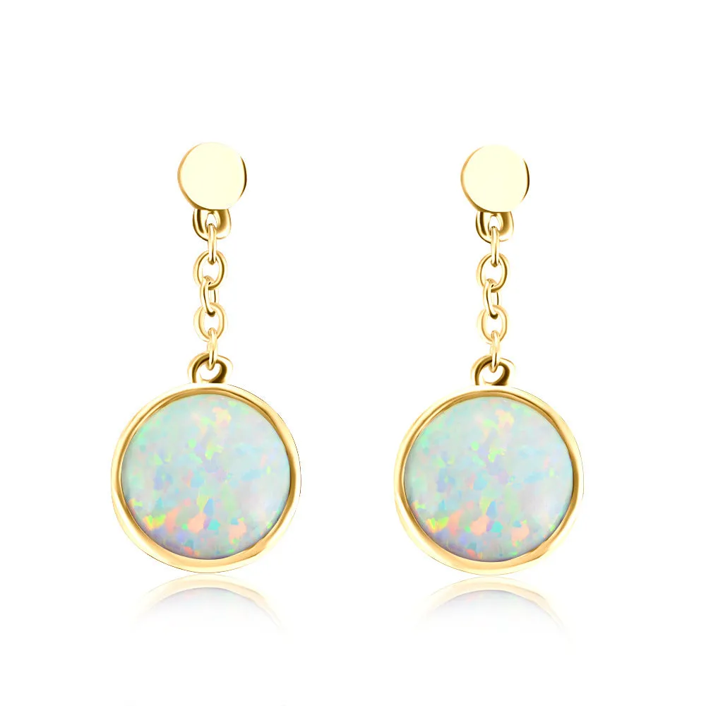 Round Cut Opal Jewelry Pendant Silver Drop Earrings for Women