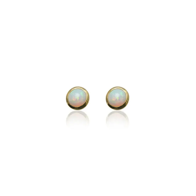 ROUND NATURAL OPAL STUDS